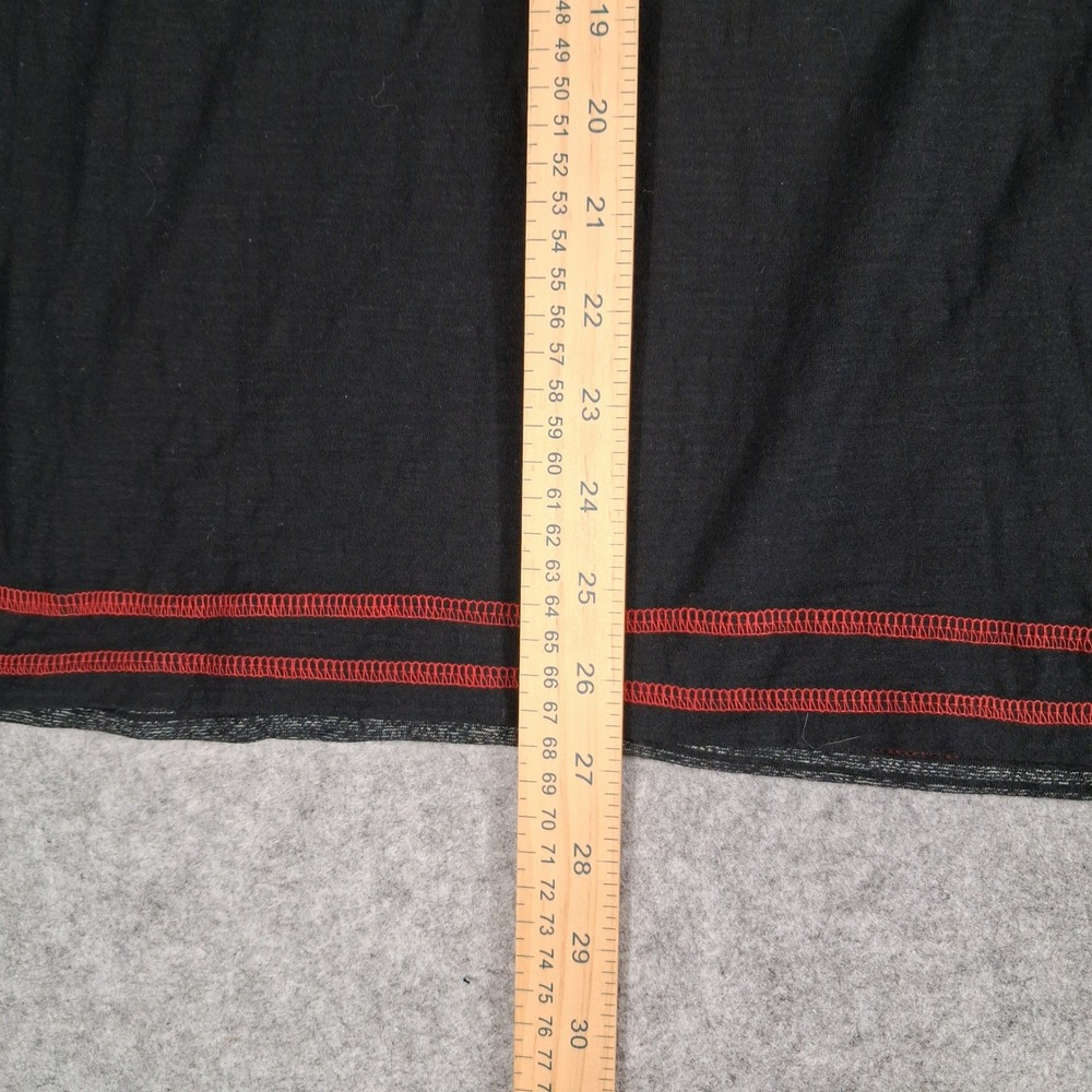 Distortion Henley Shirt Men Large Black Striped Long Sleeve Red Stitching Pocket - Picture 5 of 7